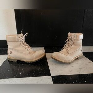Timberland Cream Lace-Up Boots
